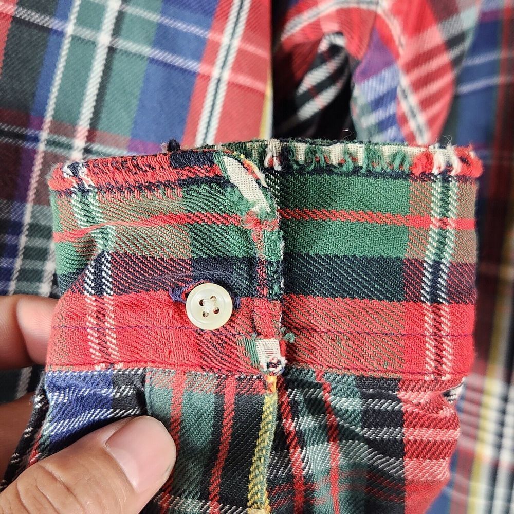 Ralph Lauren Shirt Large Vintage 1990s Denim Tartan Plaid Button Up - Picture 6 of 10